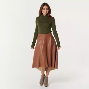 Du Jour Faux Leather A Line Black Skirt